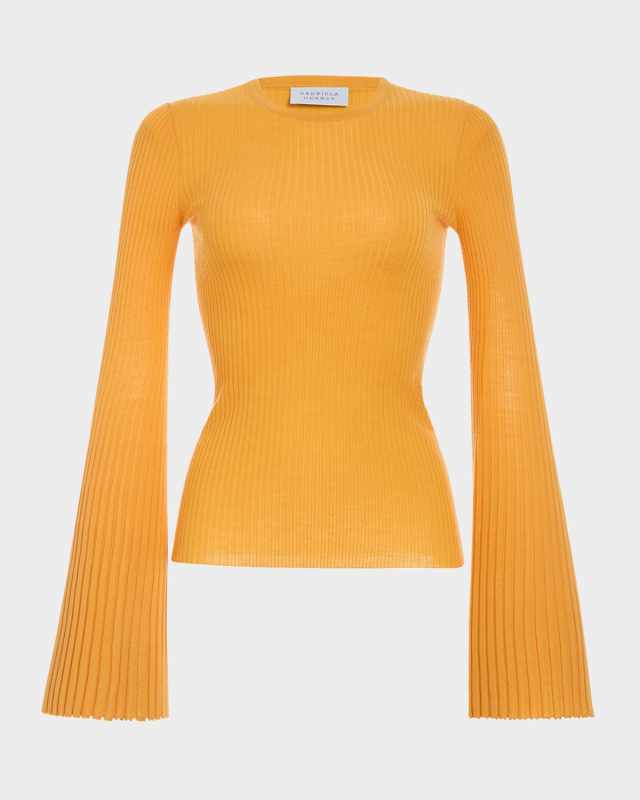 Soraya Flare-Sleeve Rib Sweater