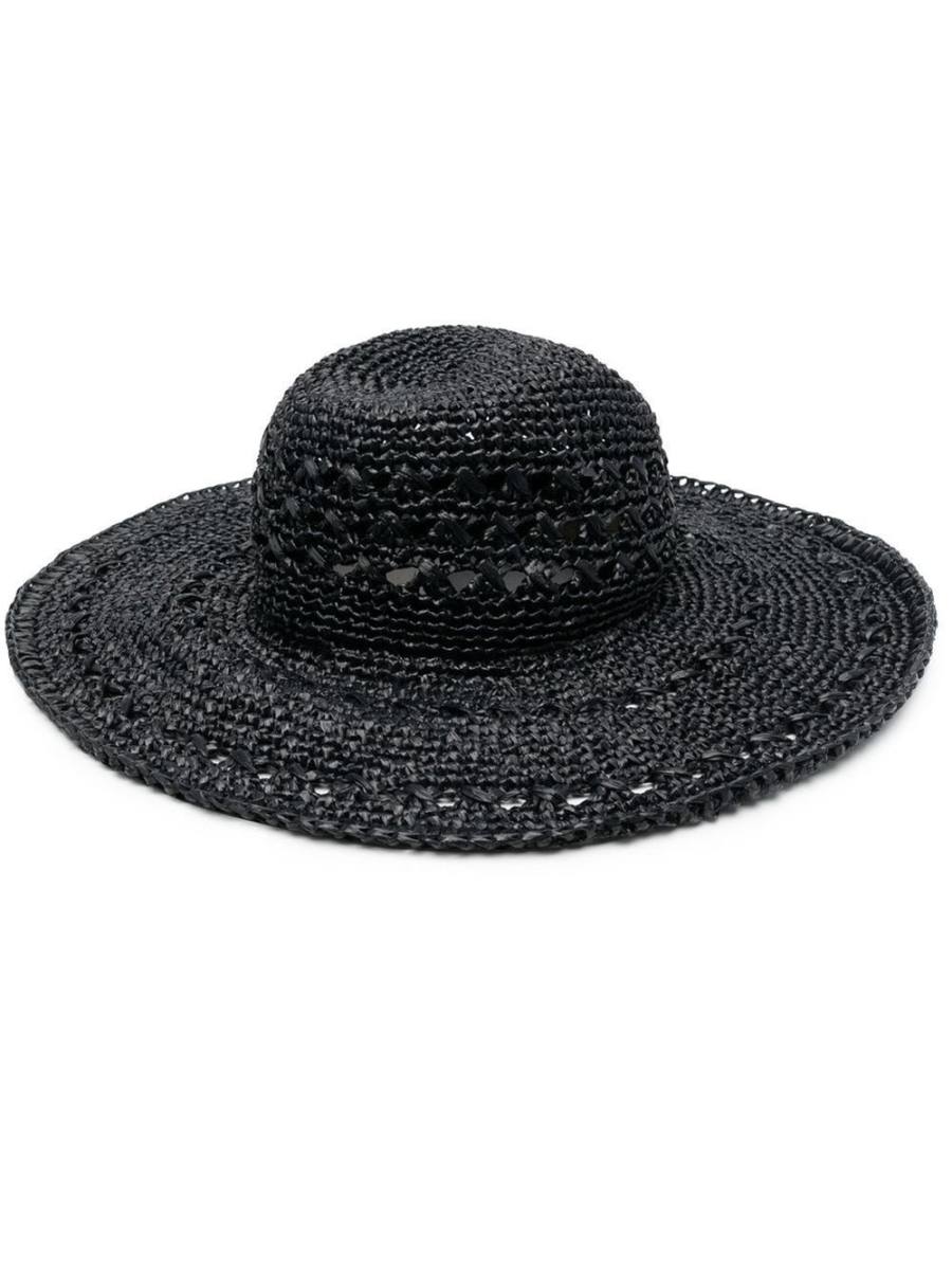 wide-brim woven-raffia hat