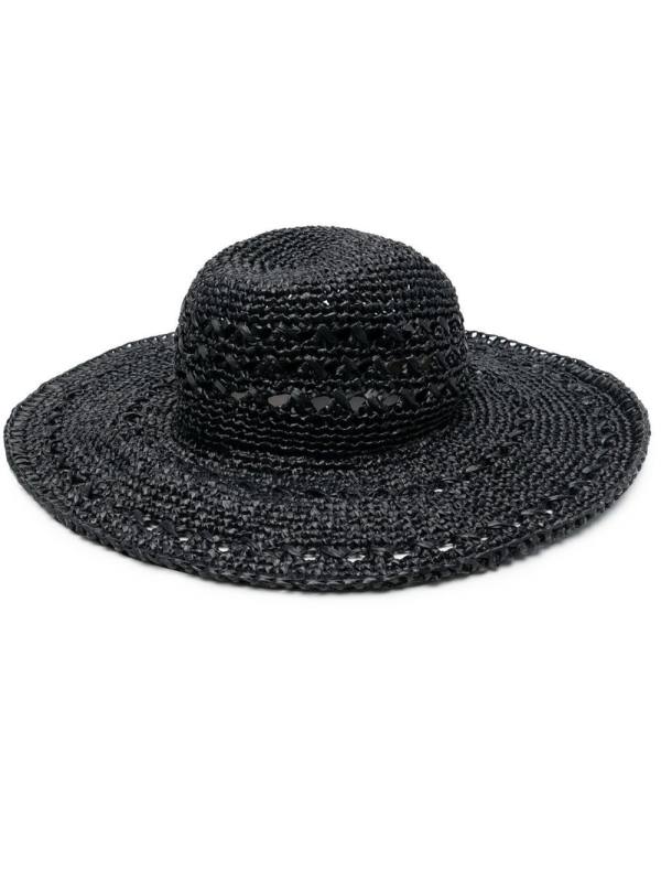 wide-brim woven-raffia hat