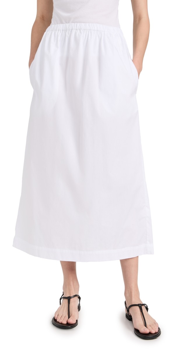 Enza Costa Poplin Resort Skirt White