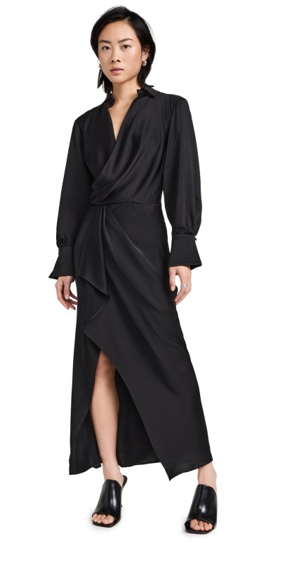 SIMKHAI Talita Classic Draped Front Dress Black