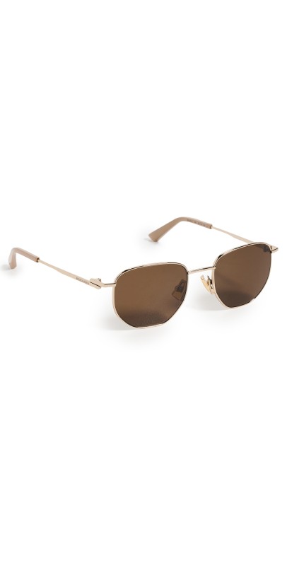 Bottega Veneta Split Sunglasses Gold-Gold-Brown