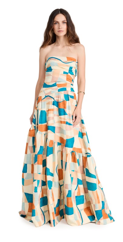 A. L.C. Lark Dress Amalfi Blue/Apricot Multi