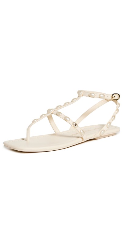 Stuart Weitzman Pearlita Flat Sandals Seashell