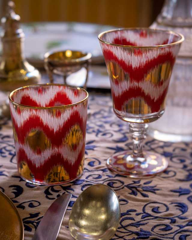 Ikat Gold Tumbler Glasses - Set of 4
