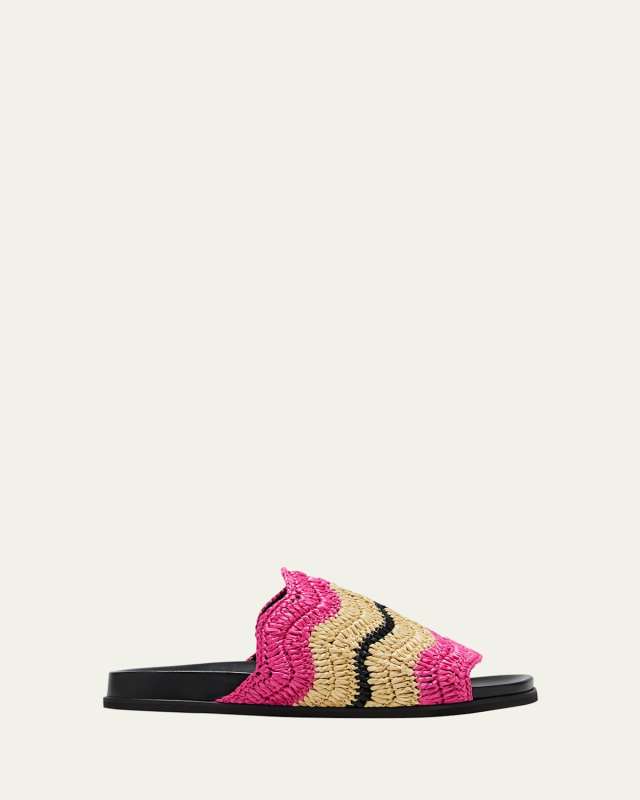 Colorblock Woven Slide Sandals