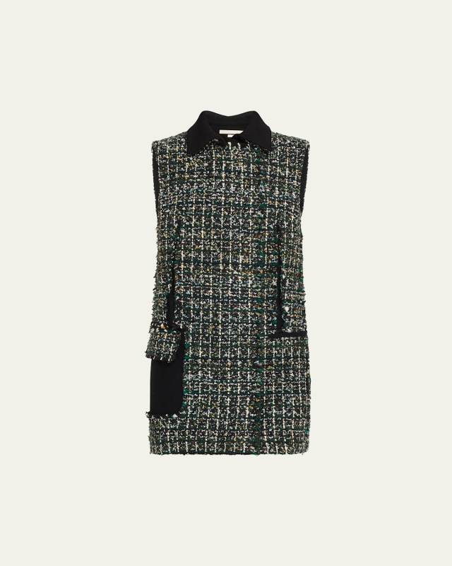 Collared Tweed Mini Shift Dress