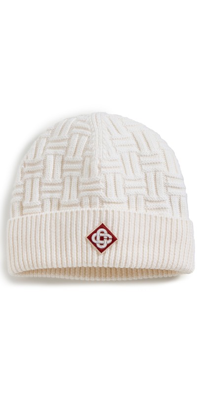 Casablanca Column Stitch Beanie Whit