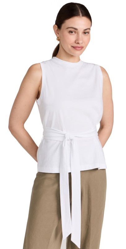 Vince Sleeveless Wrap Top Optic White