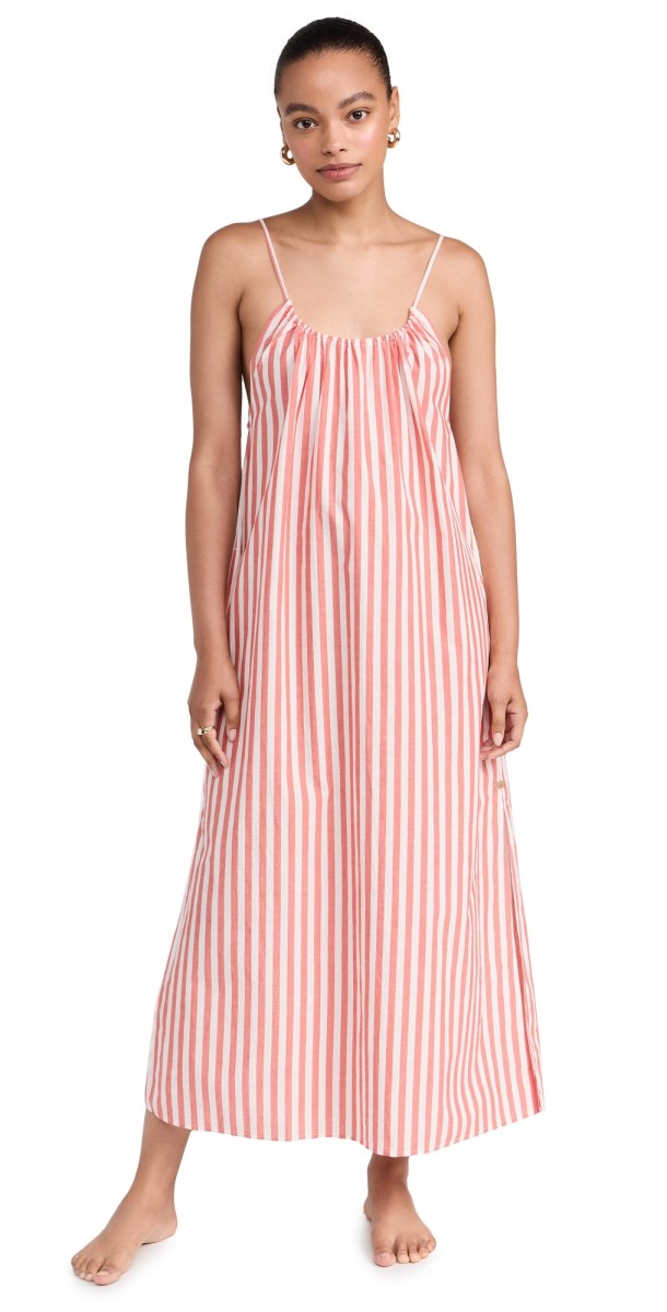 Lunya Airy Cotton Curved Maxi Dress Stripe