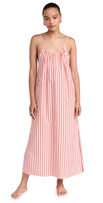 Lunya Airy Cotton Curved Maxi Dress Stripe