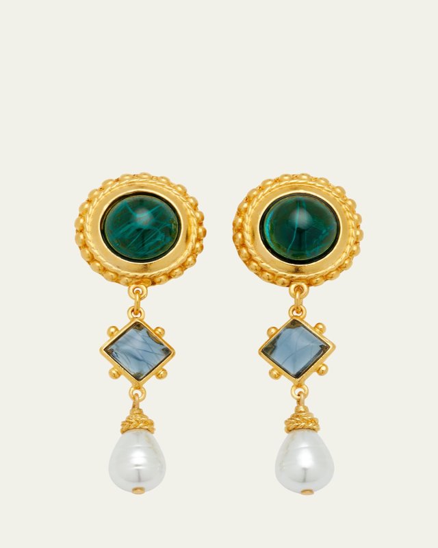 Multi Stone Clip-On Earrings