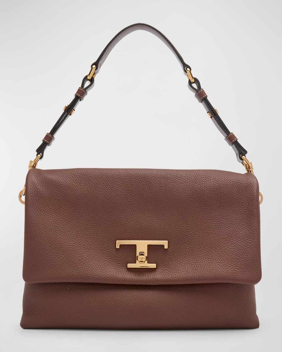 3-Compartment Flap Leather Crossbody Bag