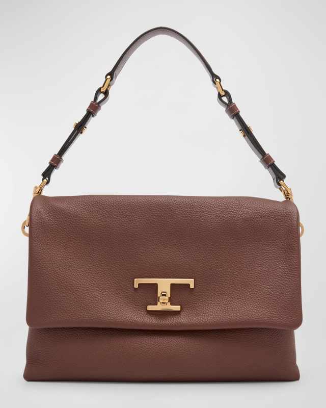 3-Compartment Flap Leather Crossbody Bag