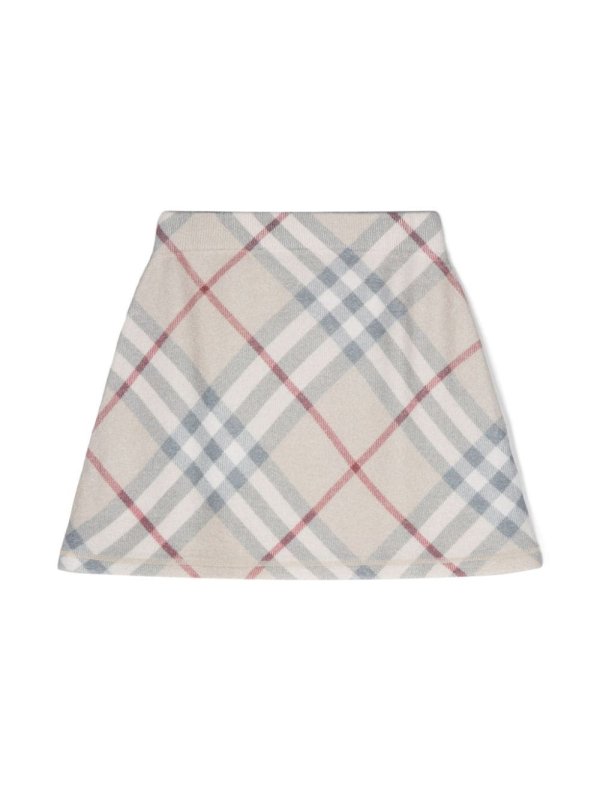 check-pattern wool skirt