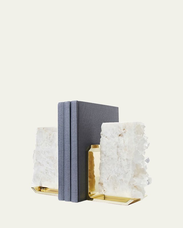 Fim Geo Quartz and Aluminum Bookends