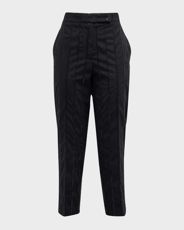 Vertical Beaded Pinstripe Slim Trousers