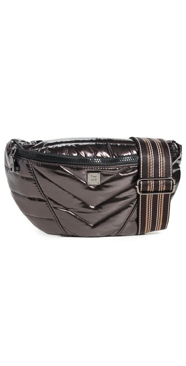 Think Royln Little Runaway Belt Bag Dark Mocha Patent/Black/Camel