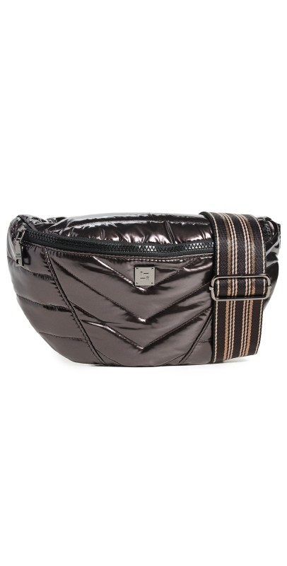 Think Royln Little Runaway Belt Bag Dark Mocha Patent/Black/Camel