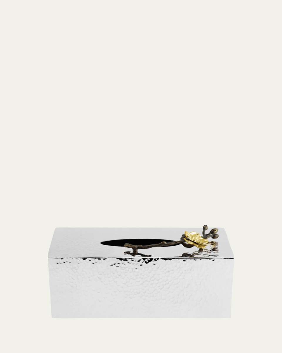 Gold Orchid Rectangular Tissue Box Holder