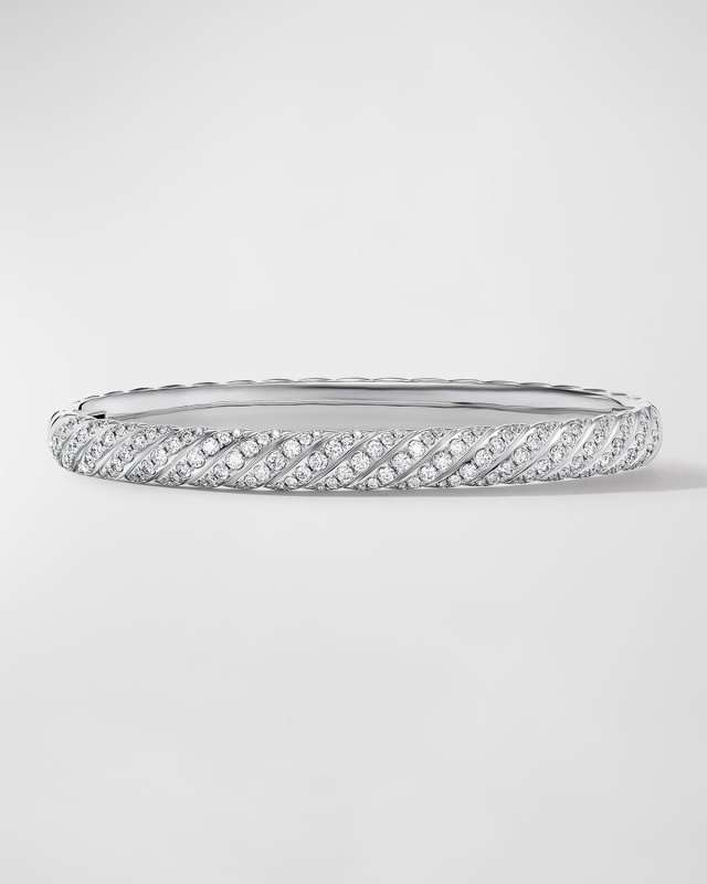 Sculpted Cable Bracelet in 18K White Gold, 6