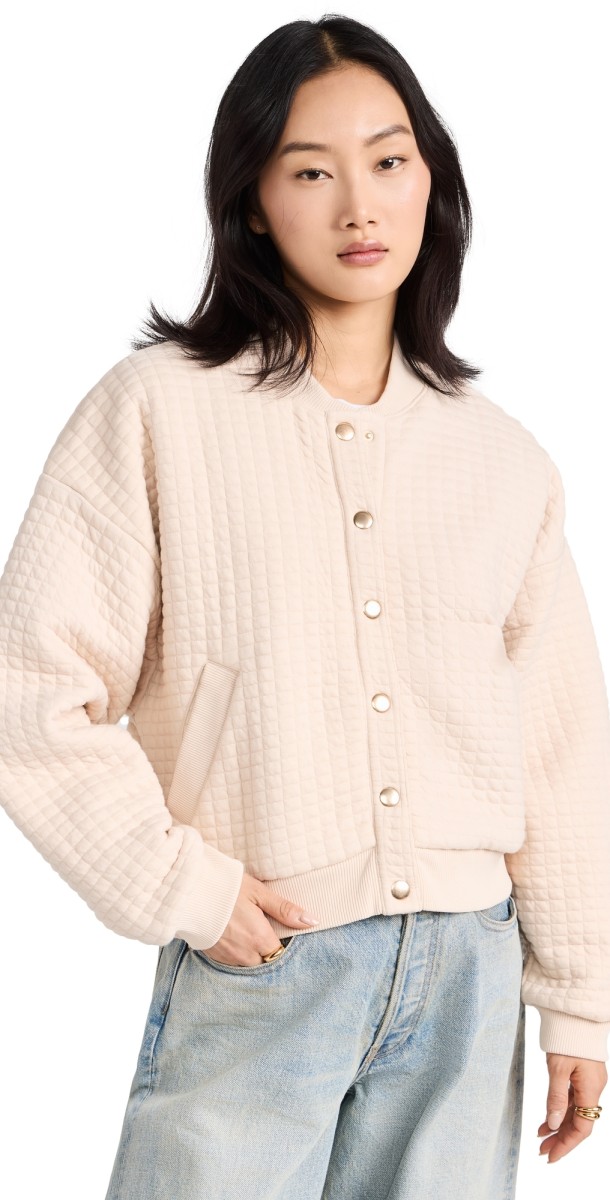Nation LTD Logan Oversized Bomber Jacket White Chocolate
