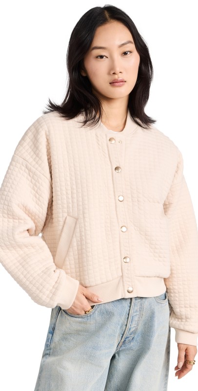 Nation LTD Logan Oversized Bomber Jacket White Chocolate