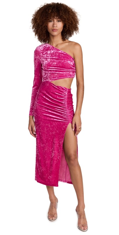 Saylor Niamh One Shoulder Cut Out Gown Bubblegum