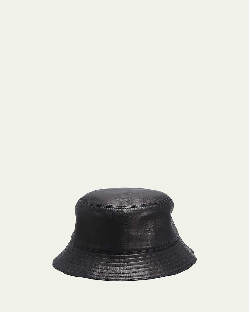 Fisherman Zip Leather Bucket Hat