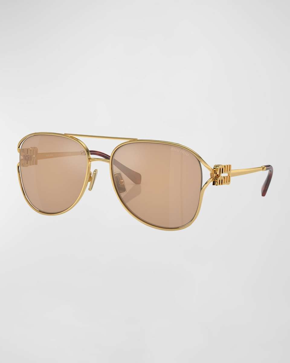 Logo Metal Aviator Sunglasses