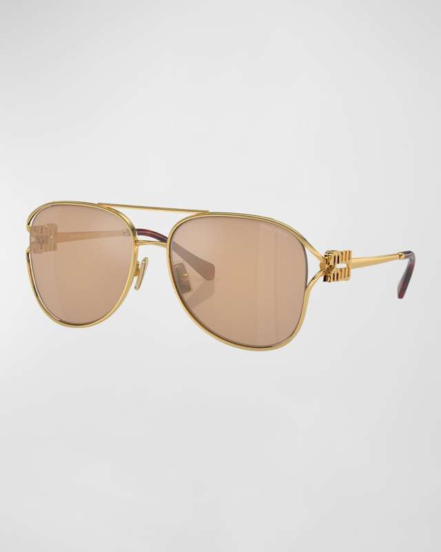 Logo Metal Aviator Sunglasses