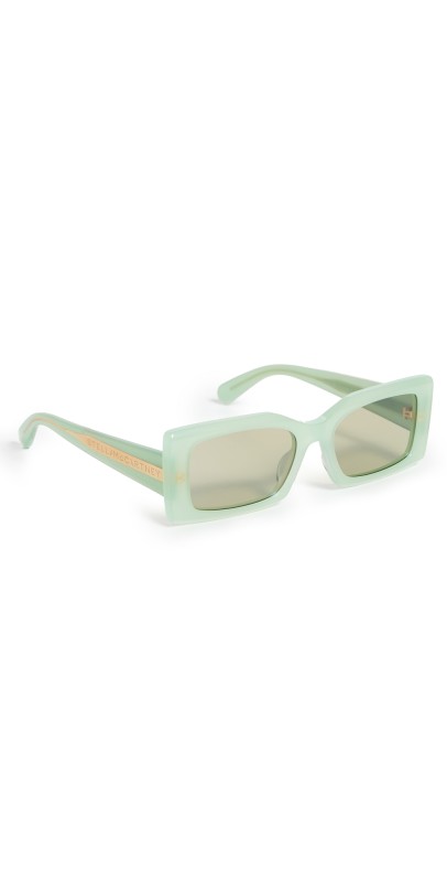 Stella McCartney Rectangular Sunglasses Shiny Lt Green/Green Mirror