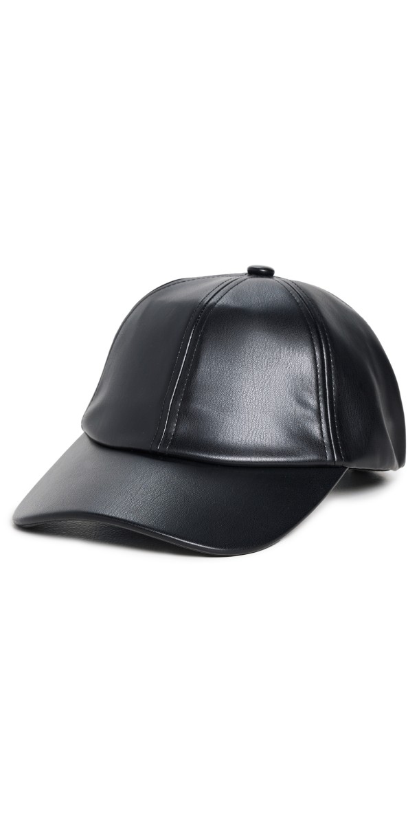 Lele Sadoughi Faux Leather Baseball Cap Jet