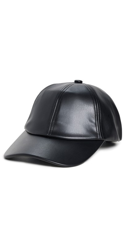 Lele Sadoughi Faux Leather Baseball Cap Jet