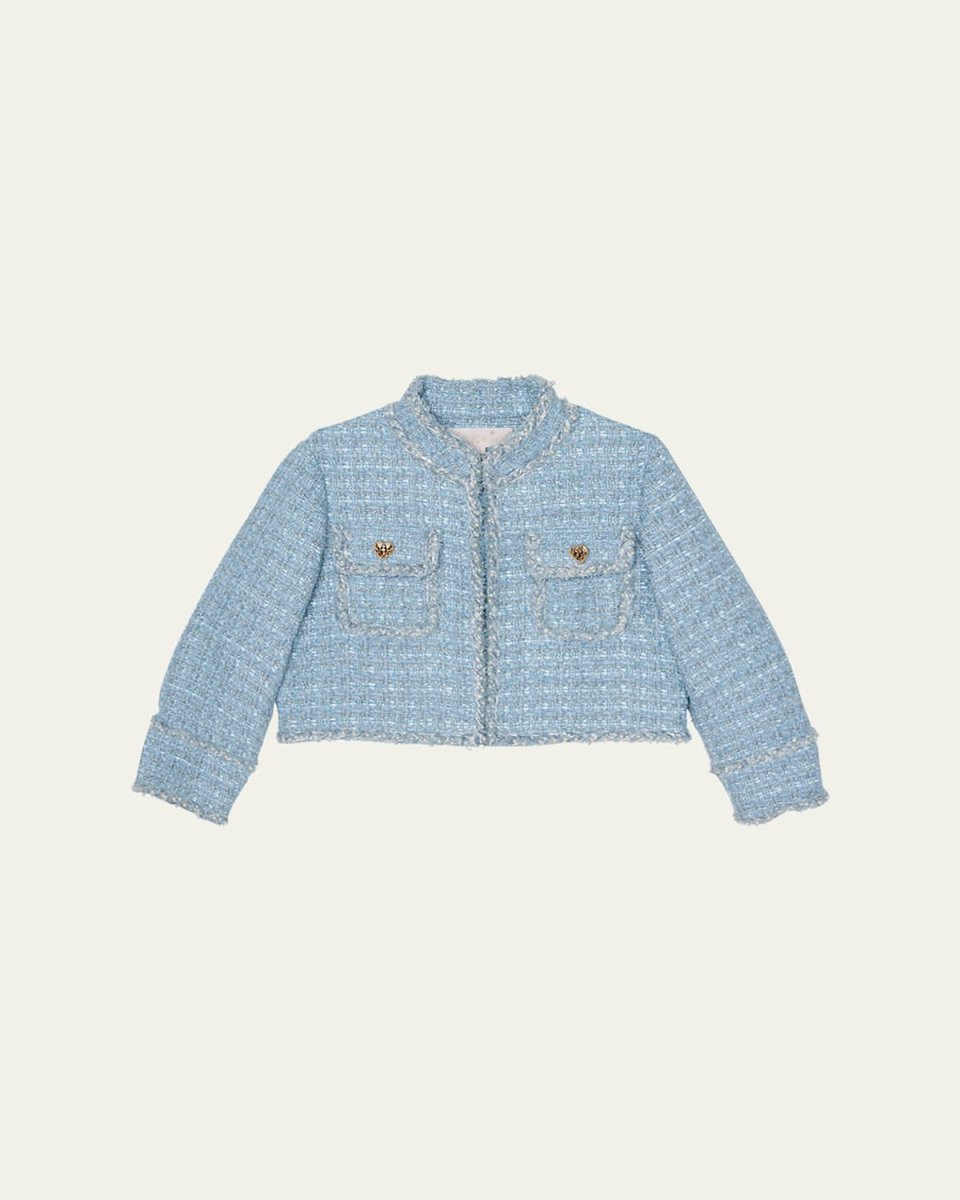 Girl's Aubazine Tweed Embellished Jacket, Size 4-11