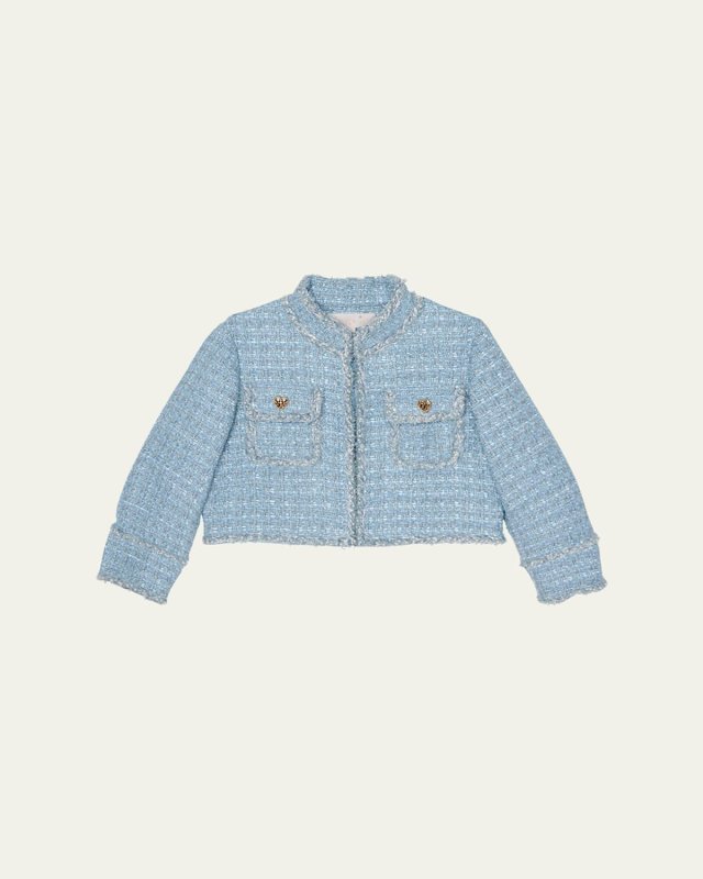 Girl's Aubazine Tweed Embellished Jacket, Size 4-11