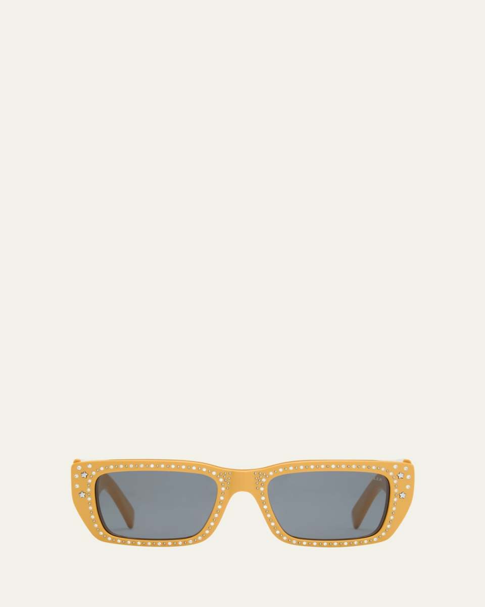 x Palm Angels Crystal Acetate & Plastic Rectangle Sunglasses