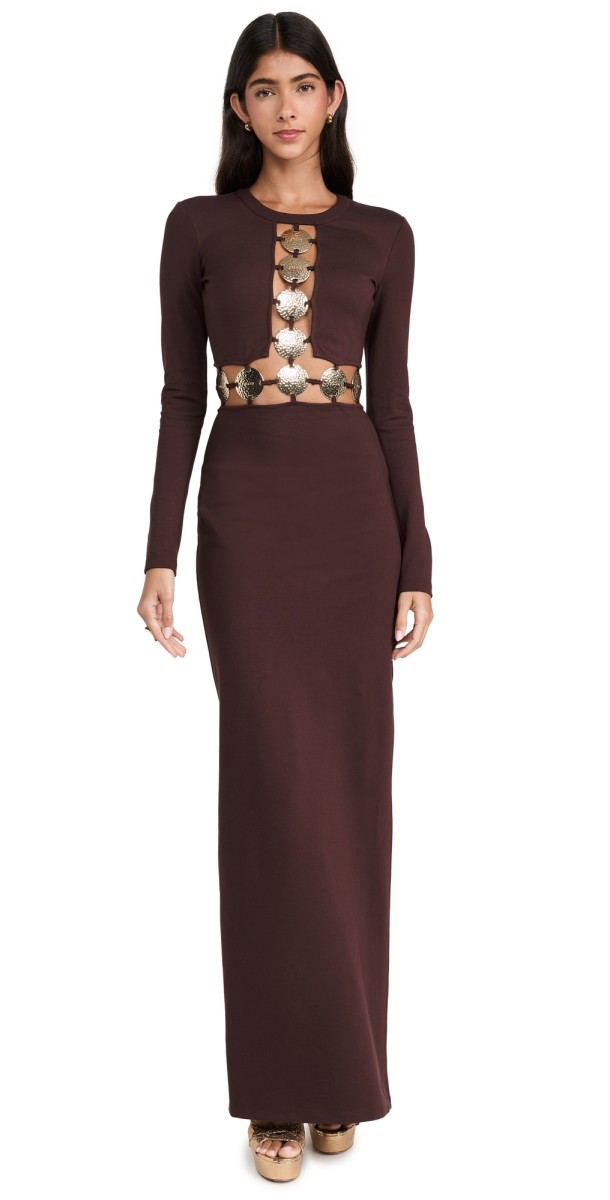 STAUD Delphine Dress Dark Chocolate