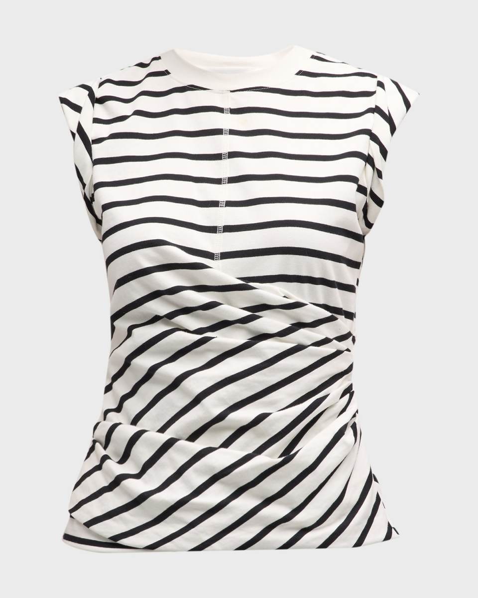 Stripe Draped Jersey Top