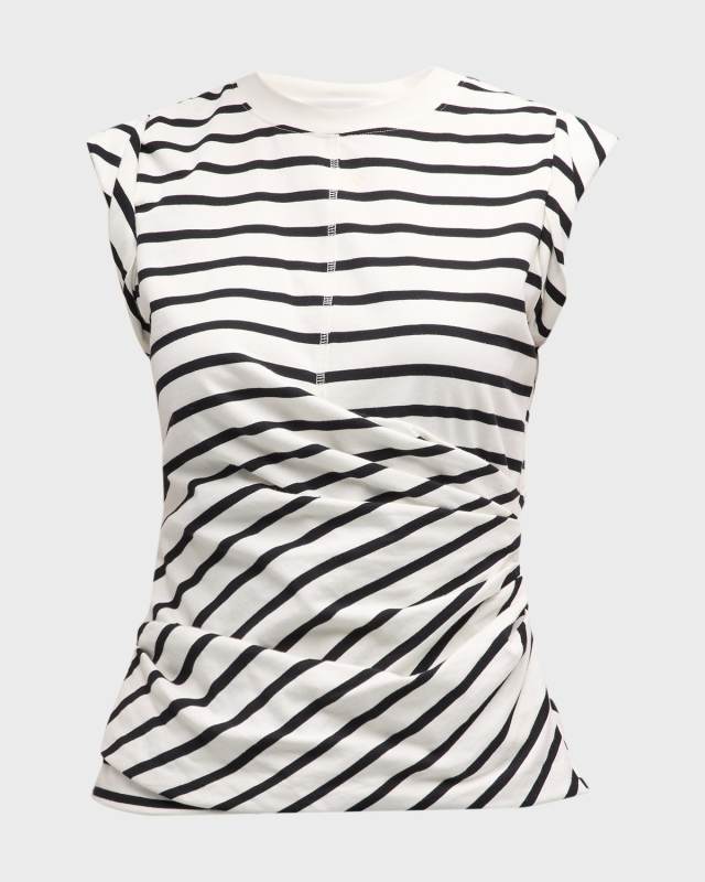 Stripe Draped Jersey Top