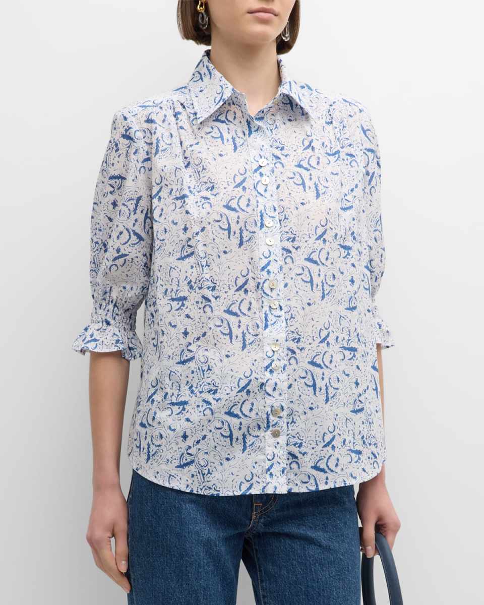 Sirena Scrollwork-Print Cotton Shirt