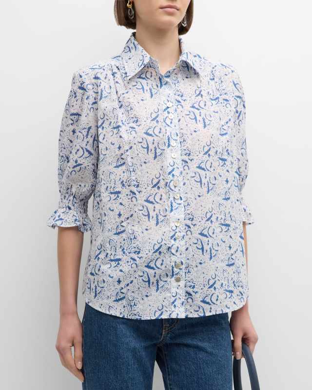 Sirena Scrollwork-Print Cotton Shirt