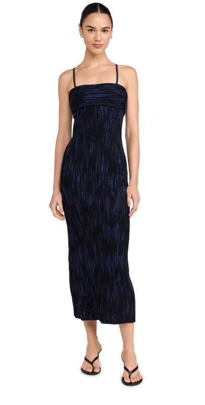 Proenza Schouler White Label Ward Knit Dress in Printed Rib Navy/Black