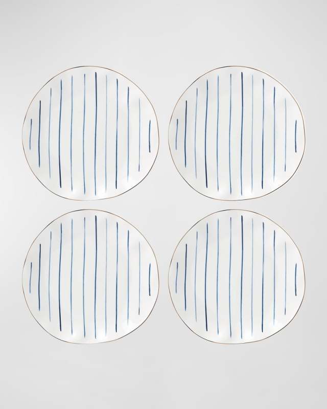 Blue Bay Stripes Dinner Plates, Set of 4