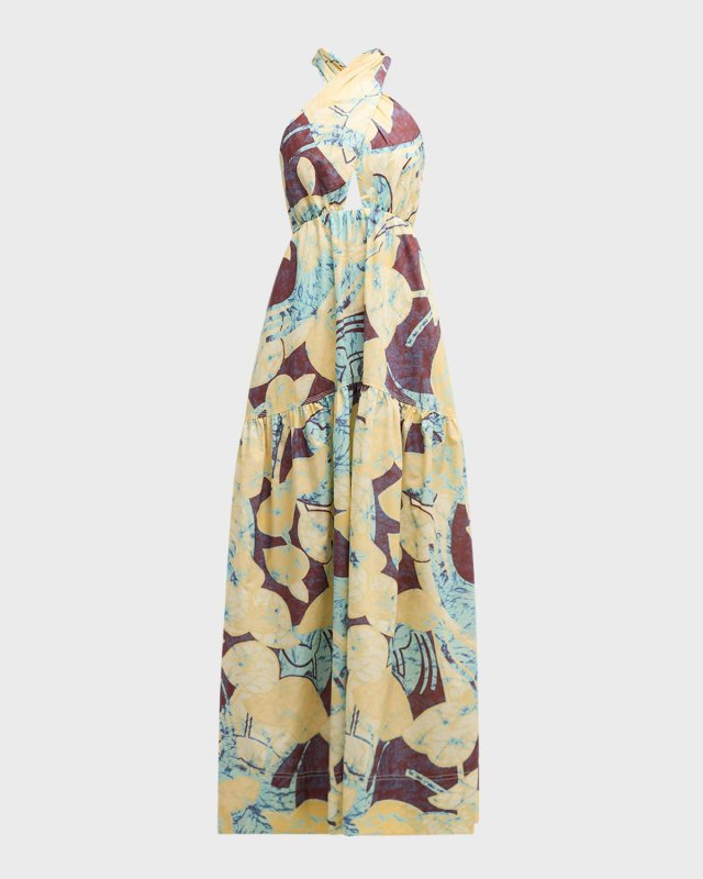 Veronica Printed Halter Maxi Dress