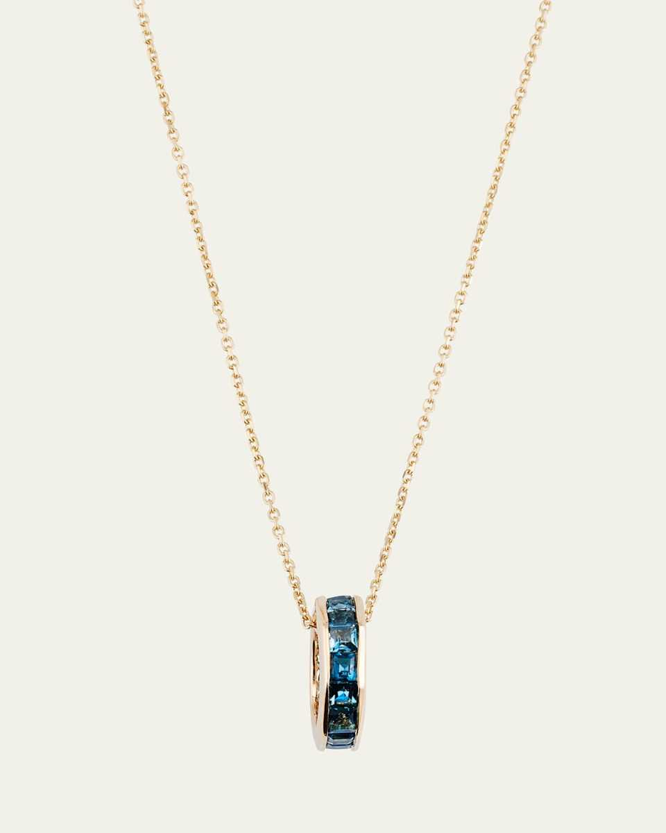 14k Yellow Gold Otto Blue Topaz Pendant Necklace
