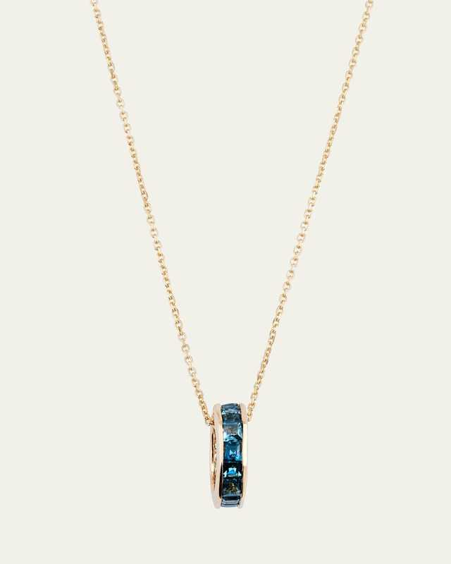 14k Yellow Gold Otto Blue Topaz Pendant Necklace