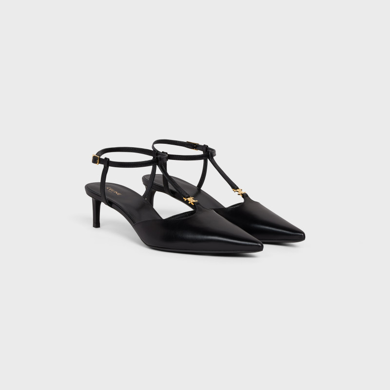 CELINE KITTEN T-BAR STRAP PUMP IN CALFSKIN BLACK