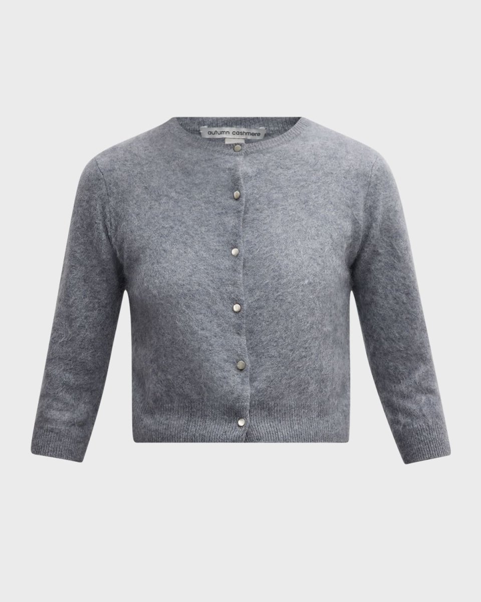 Cropped Fuzzy Cashmere Cardigan