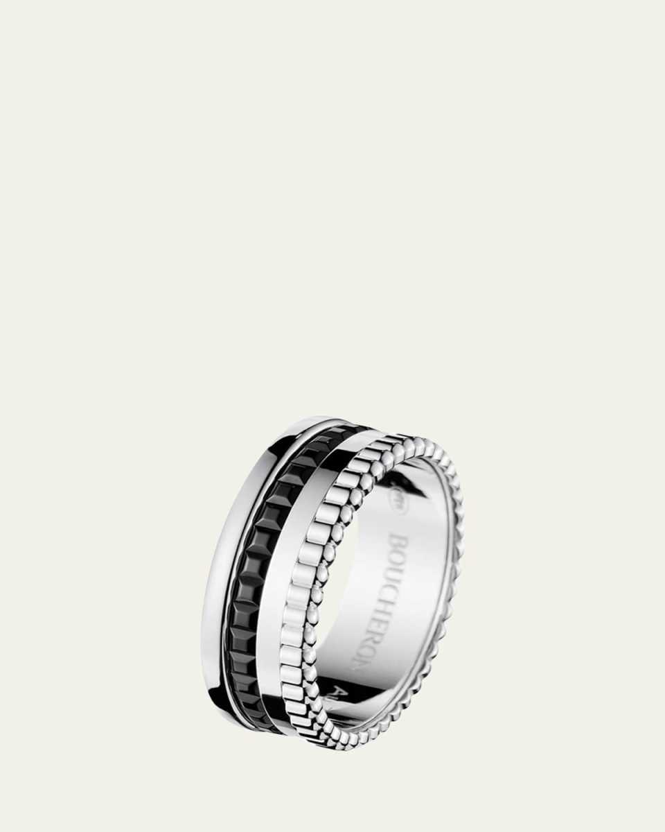 Quatre Ring in White Gold with Black PVD